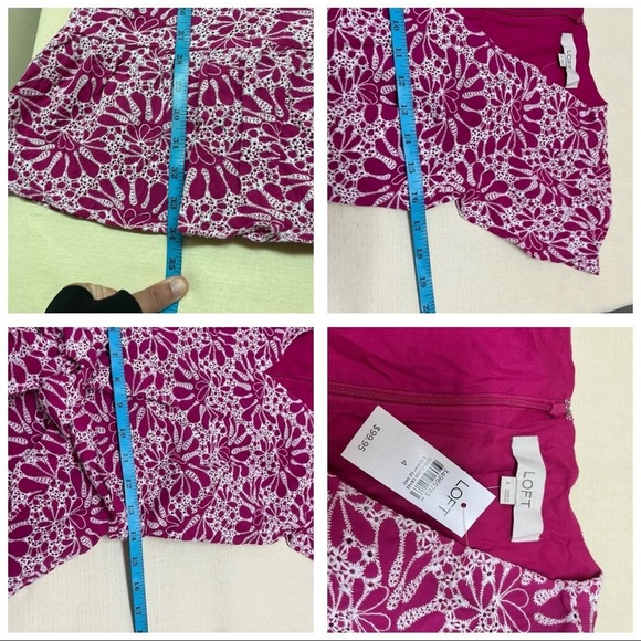 NWT Loft size 4 pink eyelet belted flutter sleeve dress - Picture 4 of 11